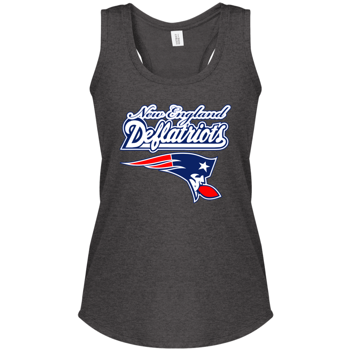 ArtichokeUSA Custom Design. New England Deflatriots. New England Patriots Parody. Ladies' Tri Racerback Tank
