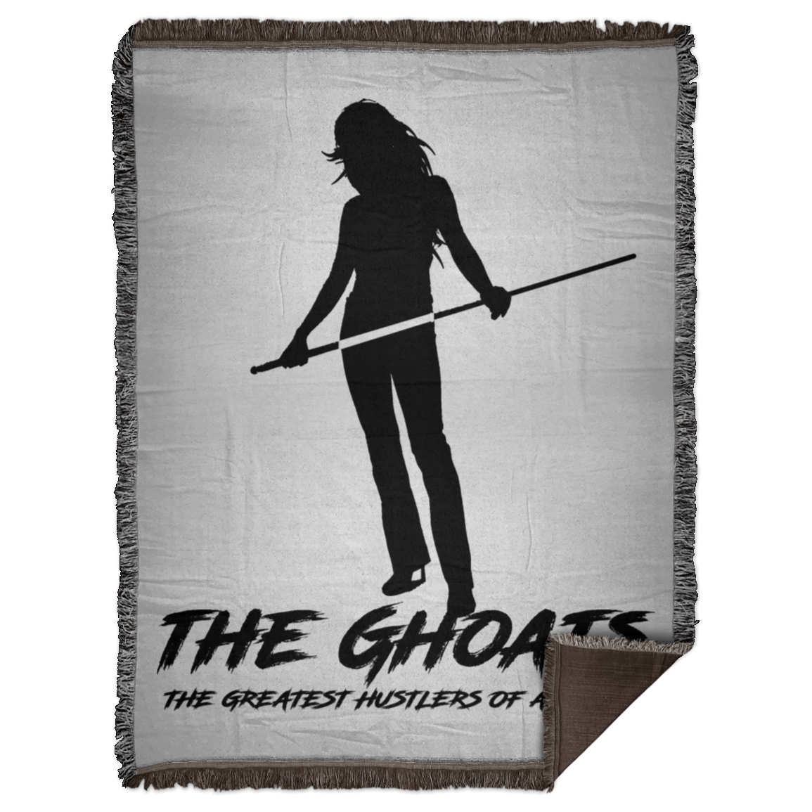 The GHOATS custom design #36. Shark Sighted. Female Pool Shark. Shoot At Your Own Risk. Pool / Billiards. Woven Blanket - 60x80