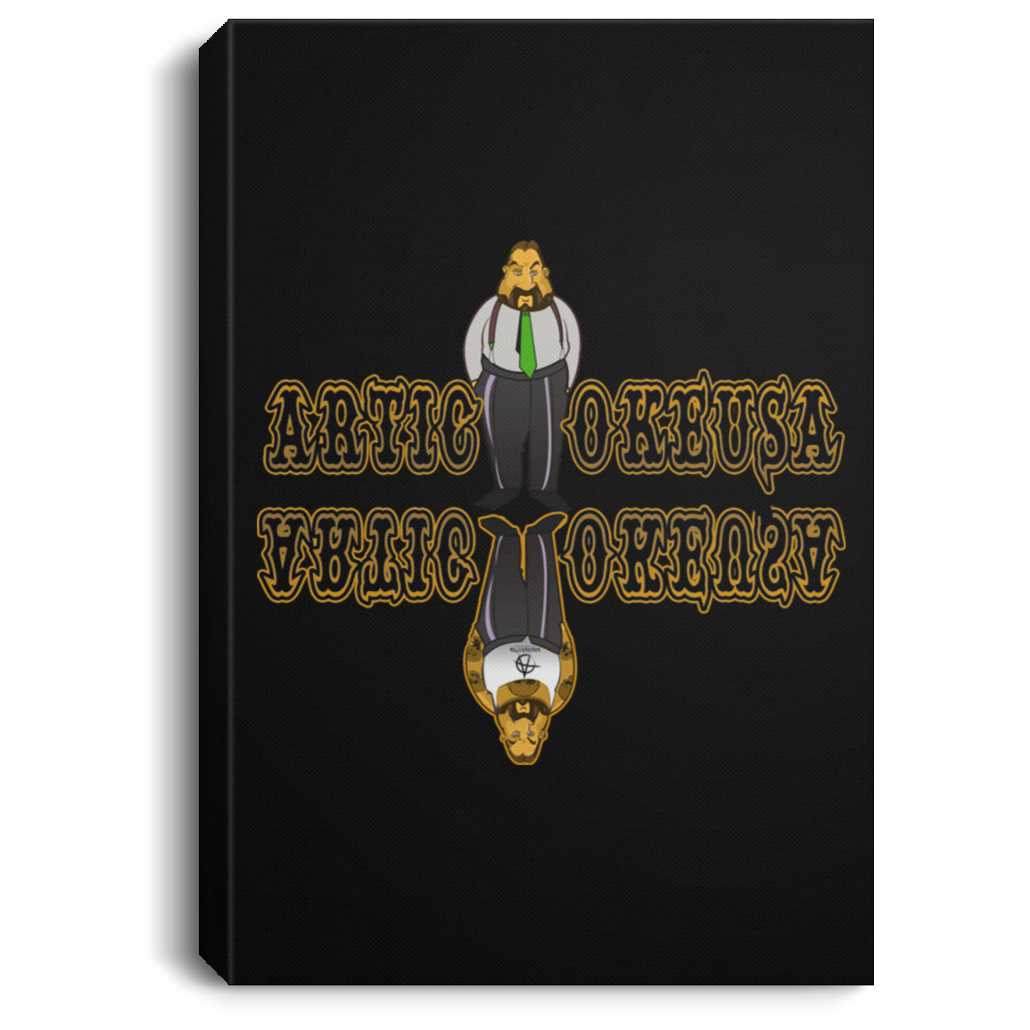 ArtichokeUSA Custom Design. Façade: (Noun) A false appearance that makes someone or something seem more pleasant or better than they really are. Portrait Canvas .75in Frame