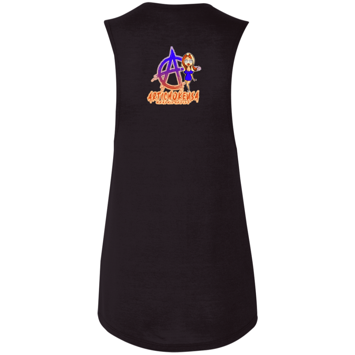 ArtichokeUSA Character and Font Design. Let’s Create Your Own Design Today. Blue Girl. Ladies' Flowy Muscle Tank