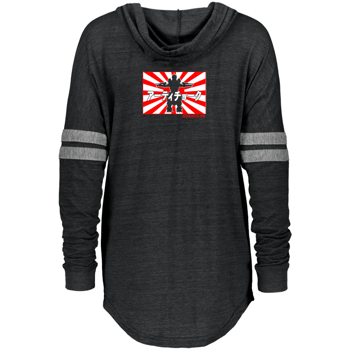 ArtichokeUSA Custom Design. Fan Art Godzilla/Mecha Godzilla. Ladies' Hooded Low Key Pullover