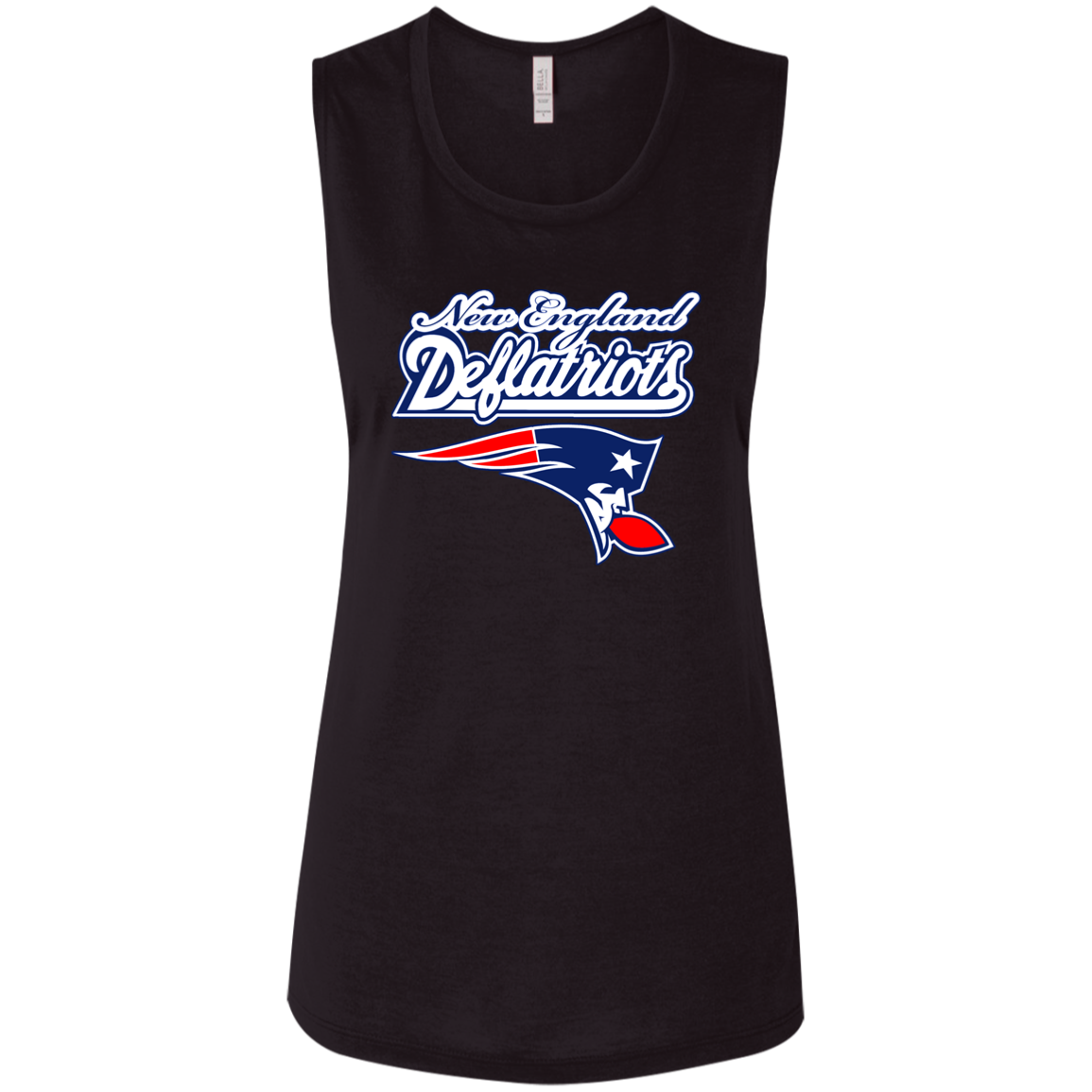 ArtichokeUSA Custom Design. New England Deflatriots. New England Patriots Parody. Ladies' Flowy Muscle Tank