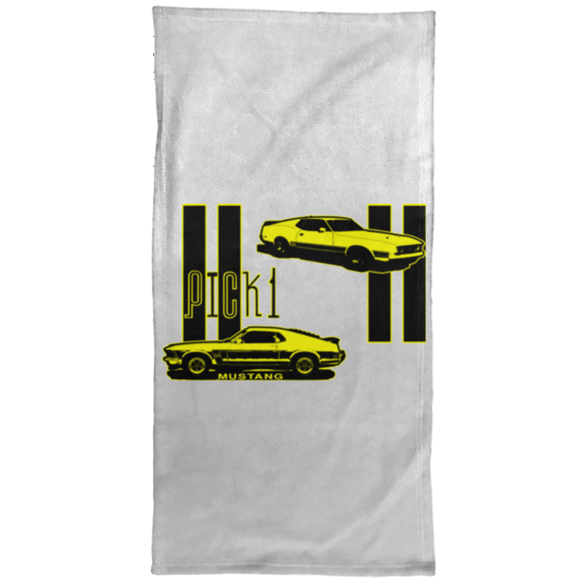 ArtichokeUSA Custom Design. Pick 1 Mustang. Mach 1 Mustang Parody. Cars. Towel - 15x30