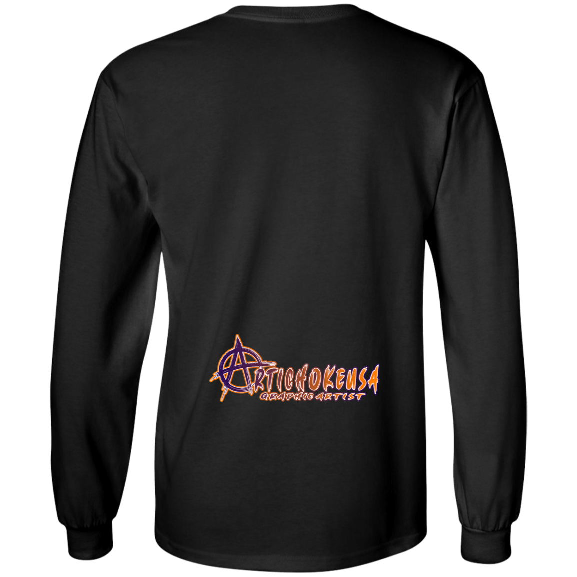 ArtichokeUSA Character and Font design. Let's Create Your Own Team Design Today. Arthur. Long Sleeve 100% Cotton T-Shirt