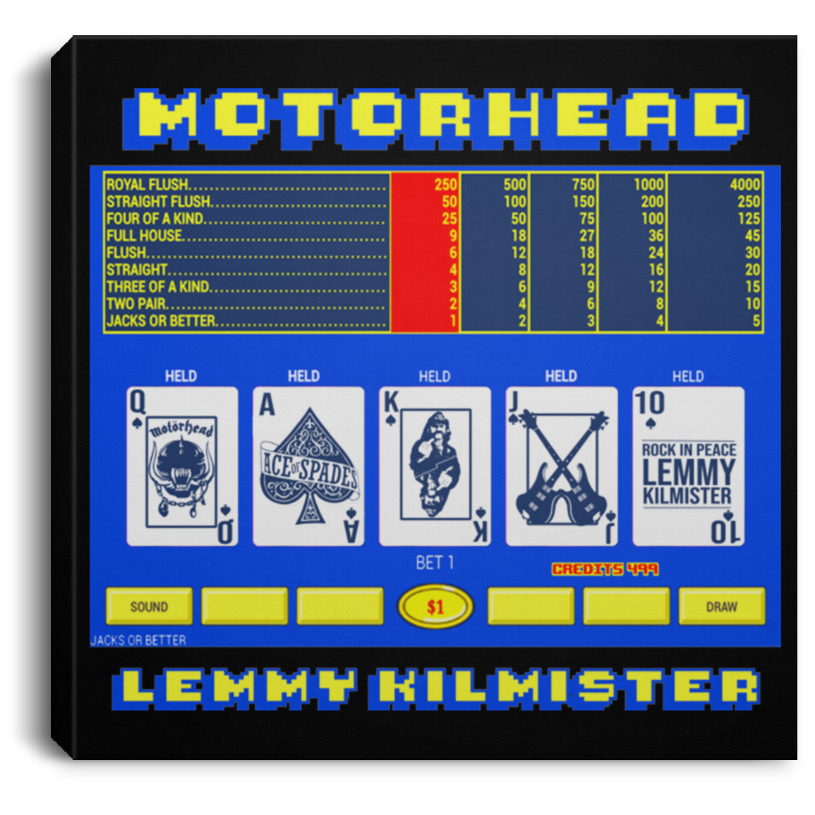 ArtichokeUSA Custom Design. Motorhead's Lemmy Kilmister Tribute. Rock In Peace! Square Canvas .75in Frame