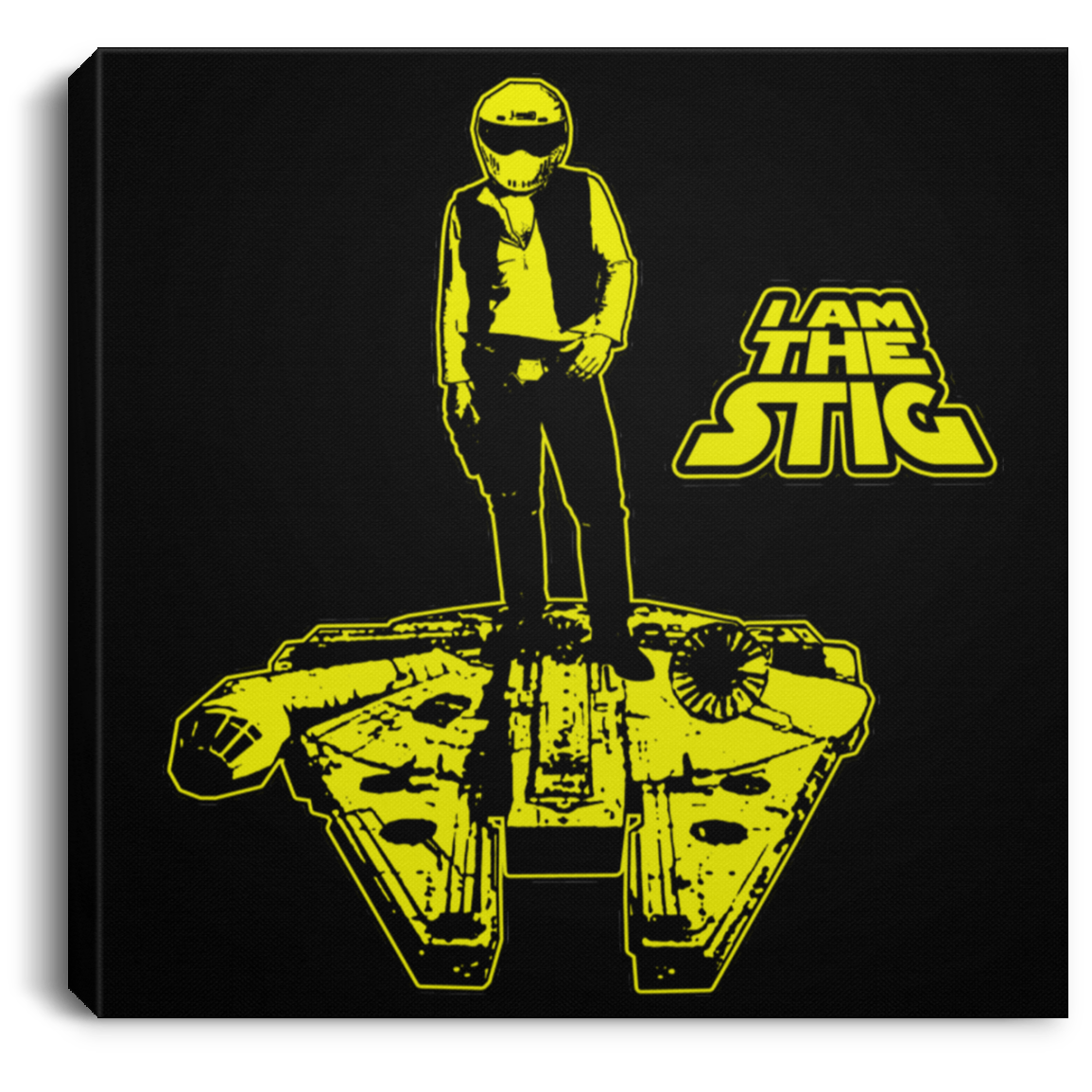ArtichokeUSA Custom Design #39. Solo Stig - Stig/Star Wars Parody. TV Music Movies. Square Canvas .75in Frame