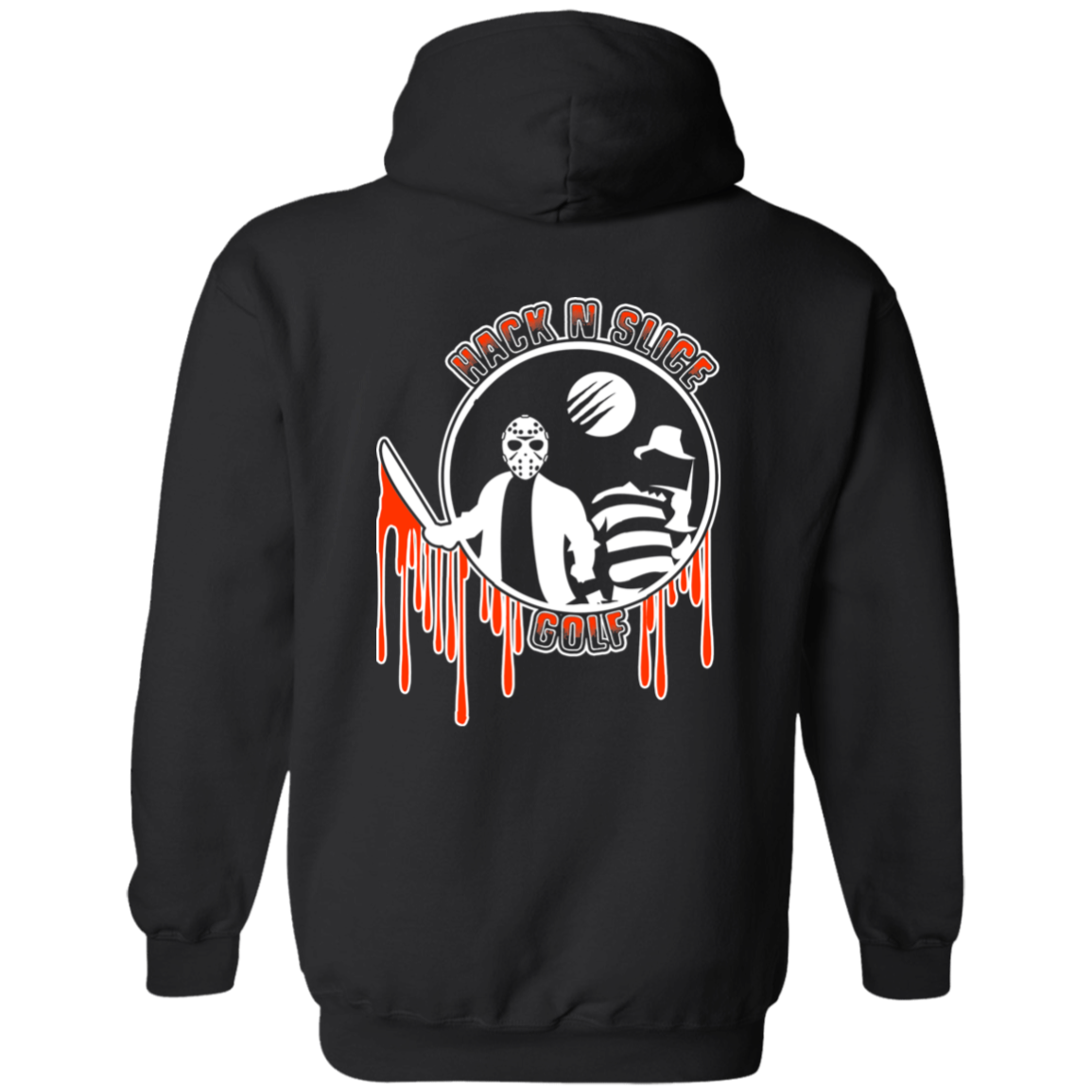 OPG Custom Design #23. Hack N Slice Golf. Freddy and Jason Fan Art. Zip Up Hooded Sweatshirt