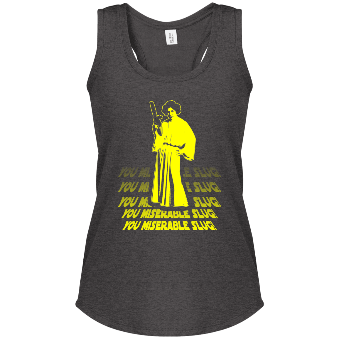 ArtichokeUSA Custom Design. You Miserable Slug. Carrie Fisher Tribute. Star Wars / Blues Brothers Fan Art. Ladies' Tri Racerback Tank