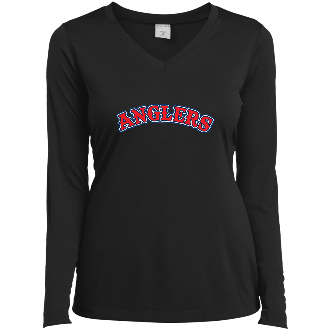 ArtichokeUSA Custom Design. Anglers. Southern California Sports Fishing. Los Angeles Angels Parody. Ladies’ Long Sleeve Performance V-Neck Tee