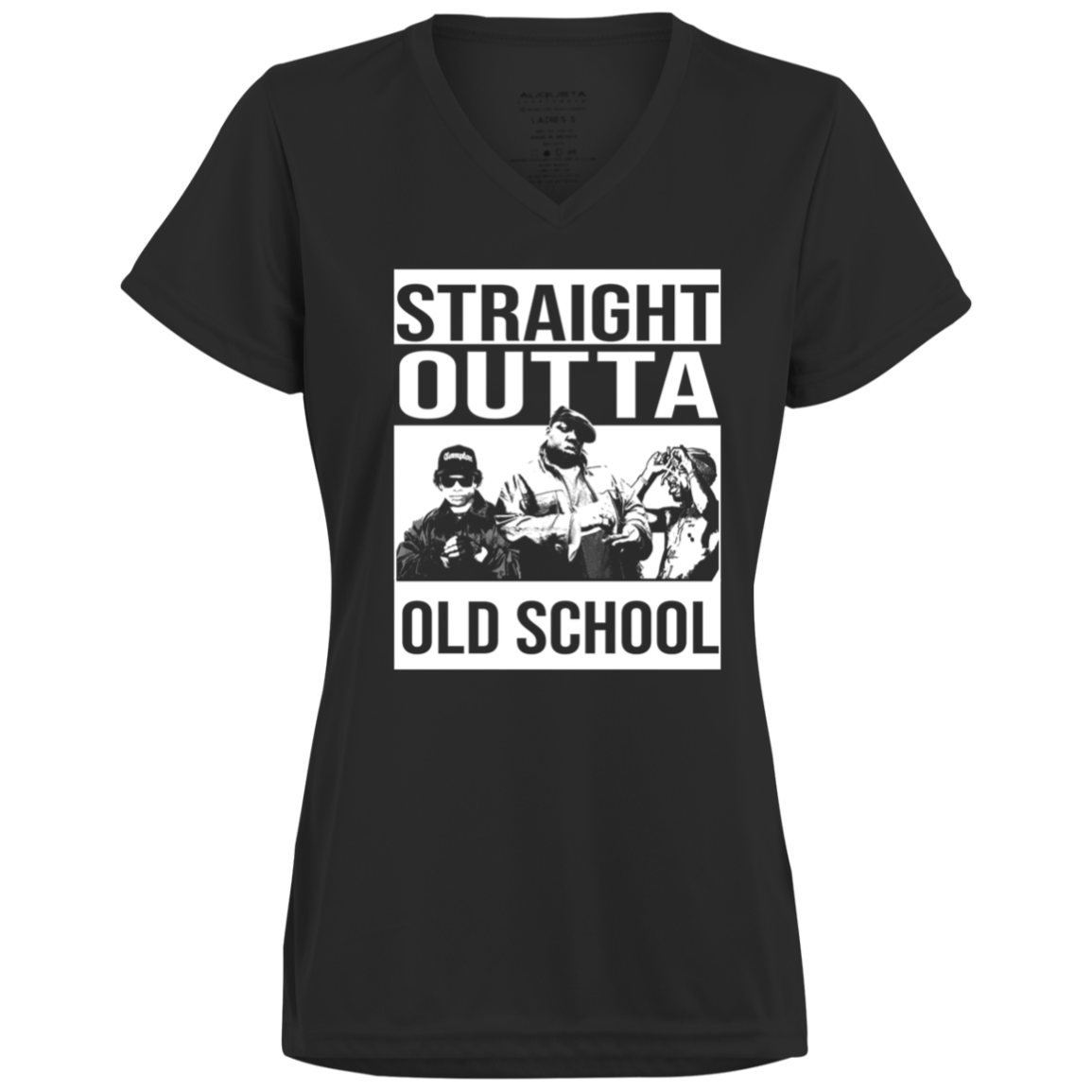 ArtichokeUSA Custom Design. Straight Outta Old School. The GOATs of Rap. Ladies’ Moisture-Wicking V-Neck Tee