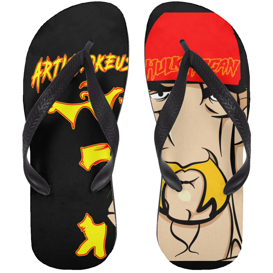 ArtichokeUSA Character and Font Design. Let’s Create Your Own Design Today. Fan Art. The Hulkster. Adult Flip Flops
