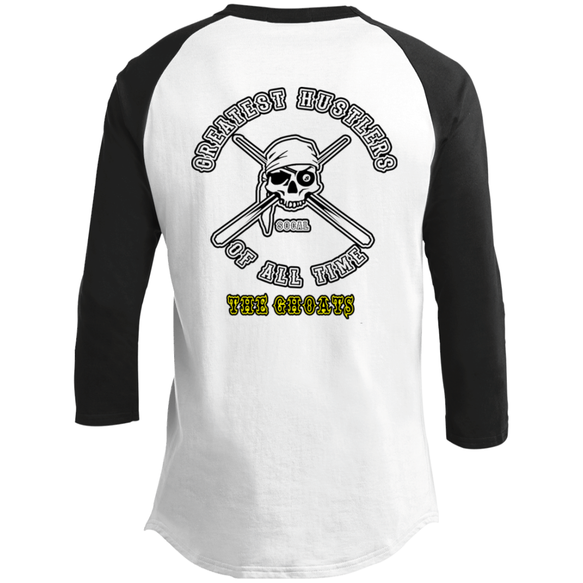 The GHOATS Custom Design. #4 Motorcycle Club Style. Ver 1/2. Youth 3/4 Raglan Sleeve Shirt
