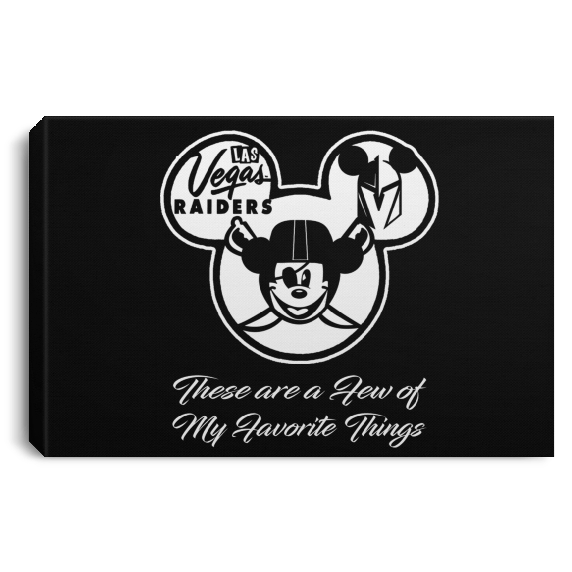 ArtichokeUSA Custom Design. Las Vegas Raiders & Mickey Mouse Mash Up. Fan Art. Parody. Landscape Canvas .75in Frame