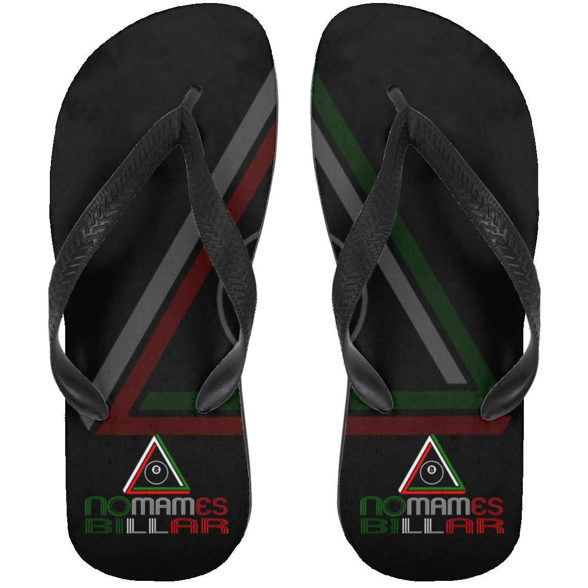 The GHOATS Custom Design #21. No Mames Billar. (Spanish Translation: You've got to be kidding. Pool). Adult Flip Flops
