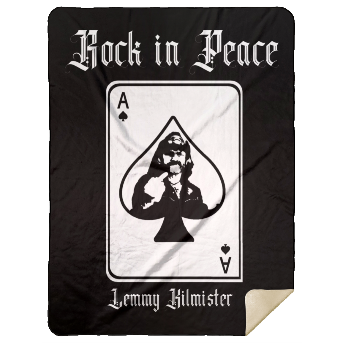 ArtichokeUSA Custom Design. Lemmy Kilmister "Ace of Spades" Tribute Fan Art Version 2 of 2. Mink Sherpa Blanket 60x80