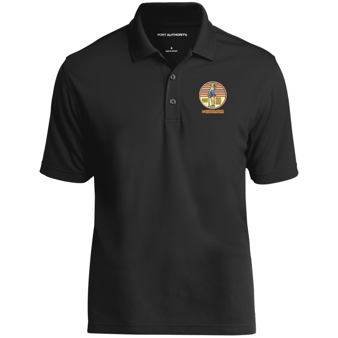 OPG Custom Design #28. Drive it. Chip it. One Putt golf it. 100%Polyester UV Micro-Mesh Polo