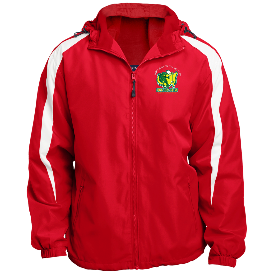 OPG Custom Design #26. Tiger Woods Fan Art. 2019 Master's Champion. Fleece Lined Colorblock Hooded Jacket
