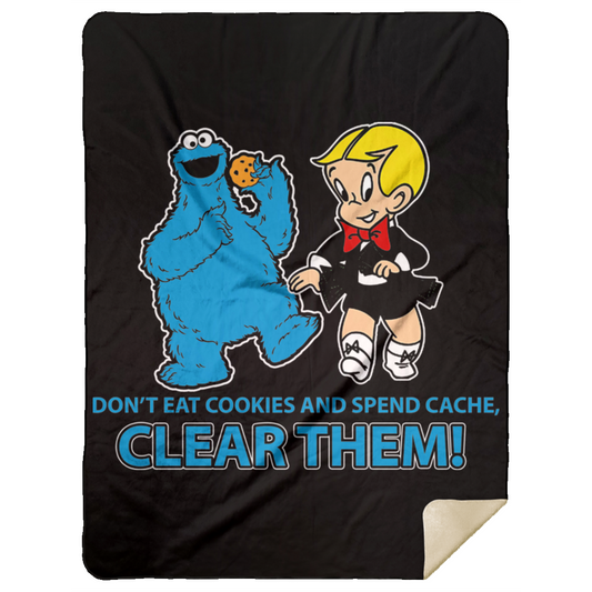 ArtichokeUSA Custom Design. Don't Eat Cookies And Spend Cache! Delete Them! Cookie Monster and Richie Rich Fan Art/Parody. Mink Sherpa Blanket 60x80