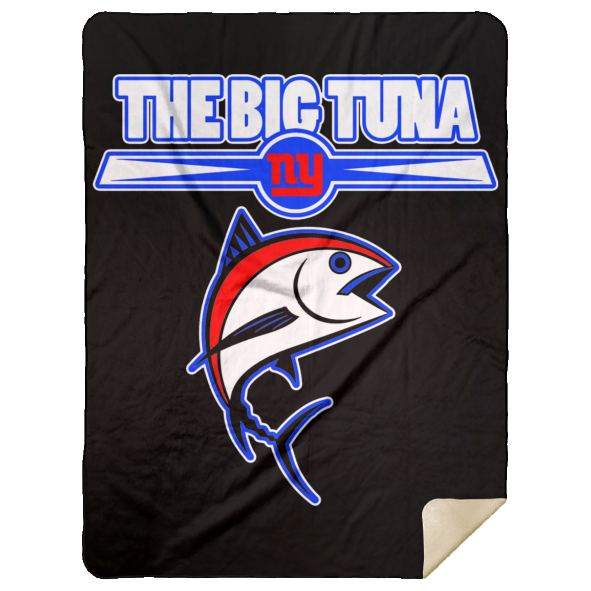 ArtichokeUSA Custom Design. The Big Tuna. Bill Parcell Tribute. NY Giants Fan Art. Mink Sherpa Blanket 60x80