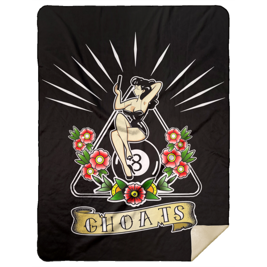 The GHOATS Custom Design. #23 Pin Up Girl. Mink Sherpa Blanket 60x80