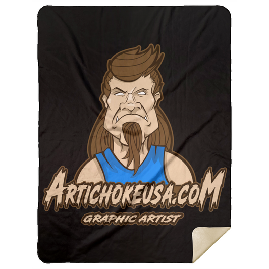 ArtichokeUSA Character and Font design. Let's Create Your Own Team Design Today. Mullet Mike. Premium Mink Sherpa Blanket 60x80