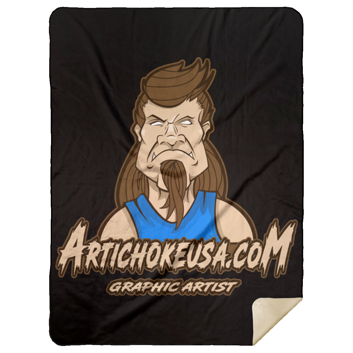 ArtichokeUSA Character and Font design. Let's Create Your Own Team Design Today. Mullet Mike. Premium Mink Sherpa Blanket 60x80