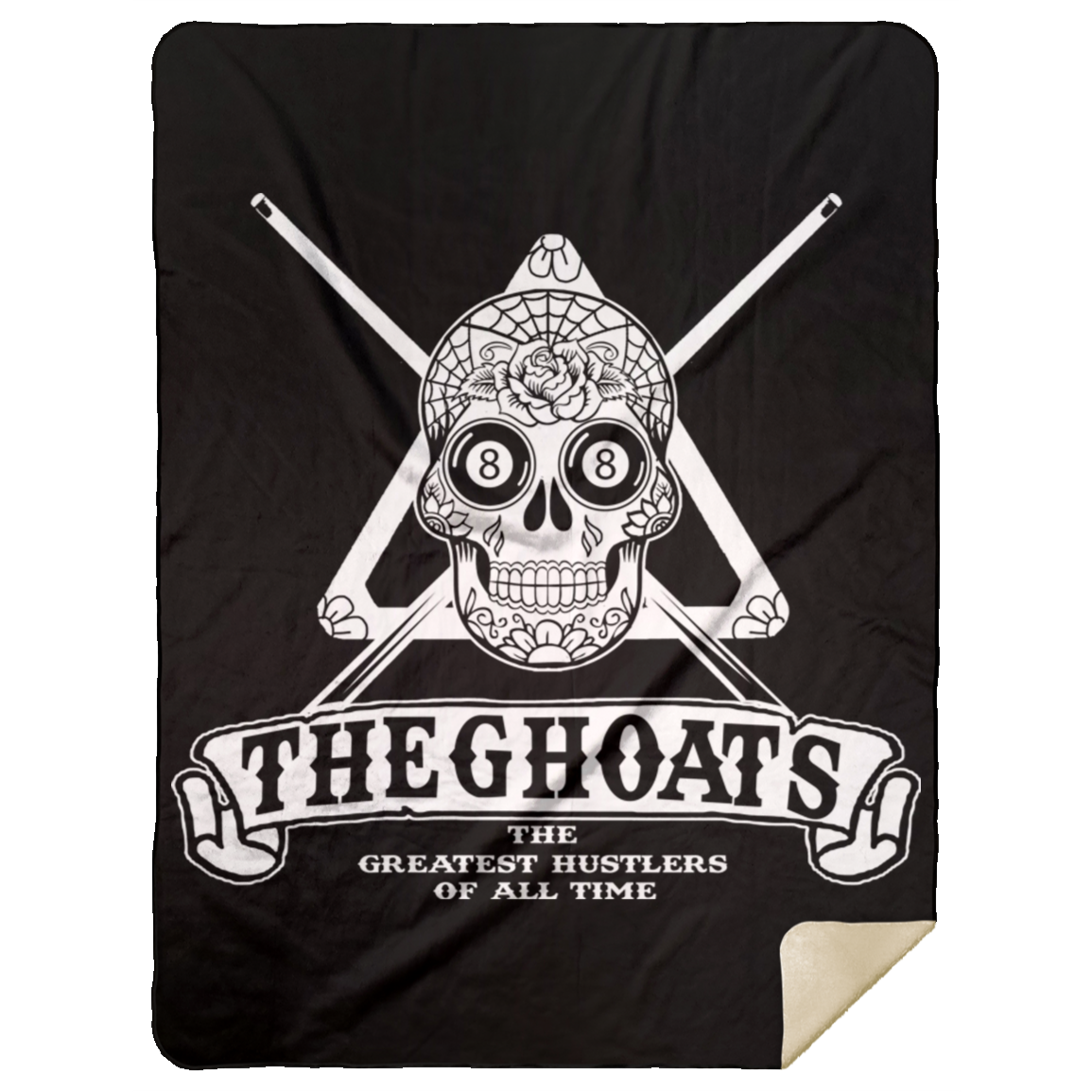 The GHOATS Custom Design #37. Sugar Skull Pool Theme. Mink Sherpa Blanket 60x80