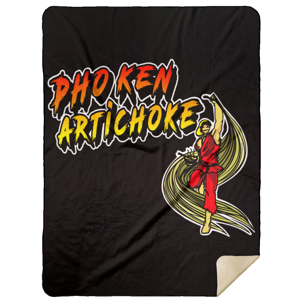 ArtichokeUSA Custom Design. Pho Ken Artichoke. Street Fighter Parody. Gaming. Mink Sherpa Blanket 60x80
