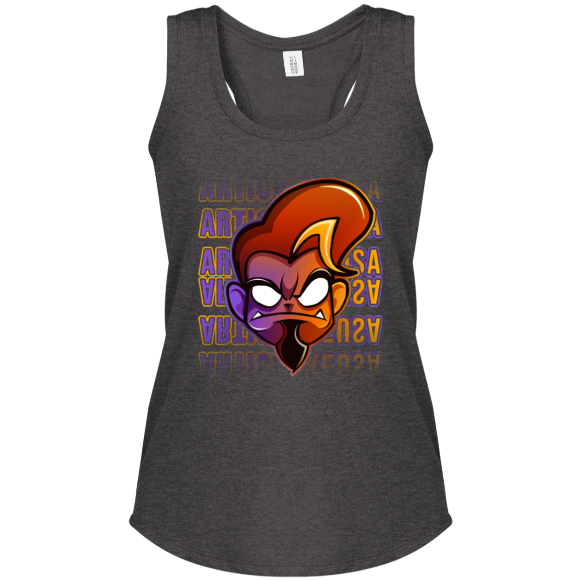ArtichokeUSA Character and Font design. Let's Create Your Own Team Design Today. Arthur. Ladies' Tri Racerback Tank
