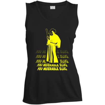 ArtichokeUSA Custom Design. You Miserable Slug. Carrie Fisher Tribute. Star Wars / Blues Brothers Fan Art. Ladies' Sleeveless V-Neck