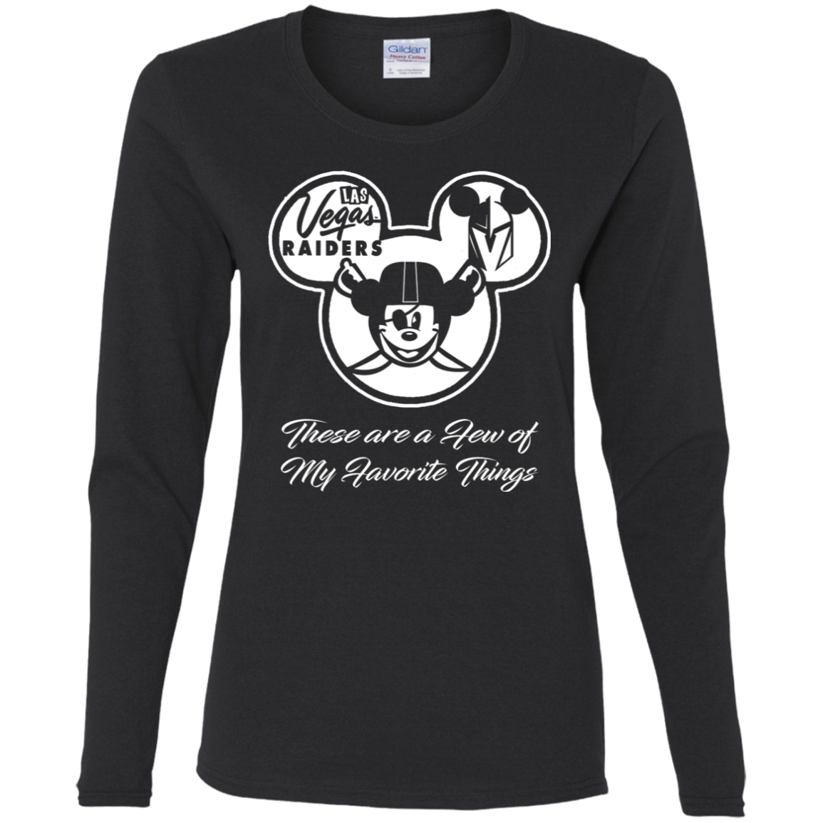 ArtichokeUSA Custom Design. Las Vegas Raiders & Mickey Mouse Mash Up. Fan Art. Parody. Ladies' Cotton LS T-Shirt