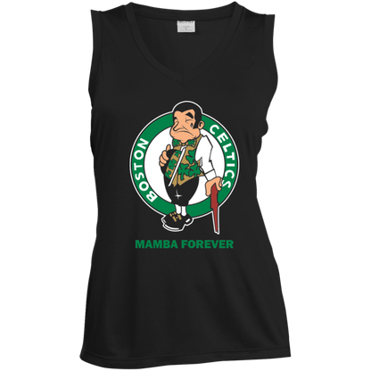 ArtichokeUSA Custom Design. RIP Kobe. Mamba Forever. Celtics / Lakers Fan Art Tribute. Ladies' Sleeveless V-Neck