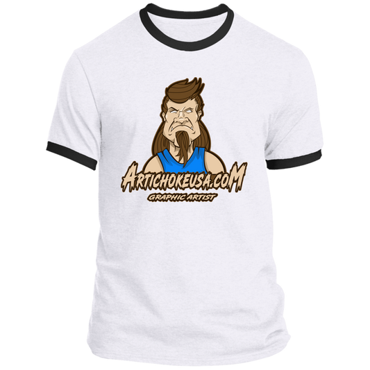 ArtichokeUSA Character and Font design. Let's Create Your Own Team Design Today. Mullet Mike. Ringer Tee