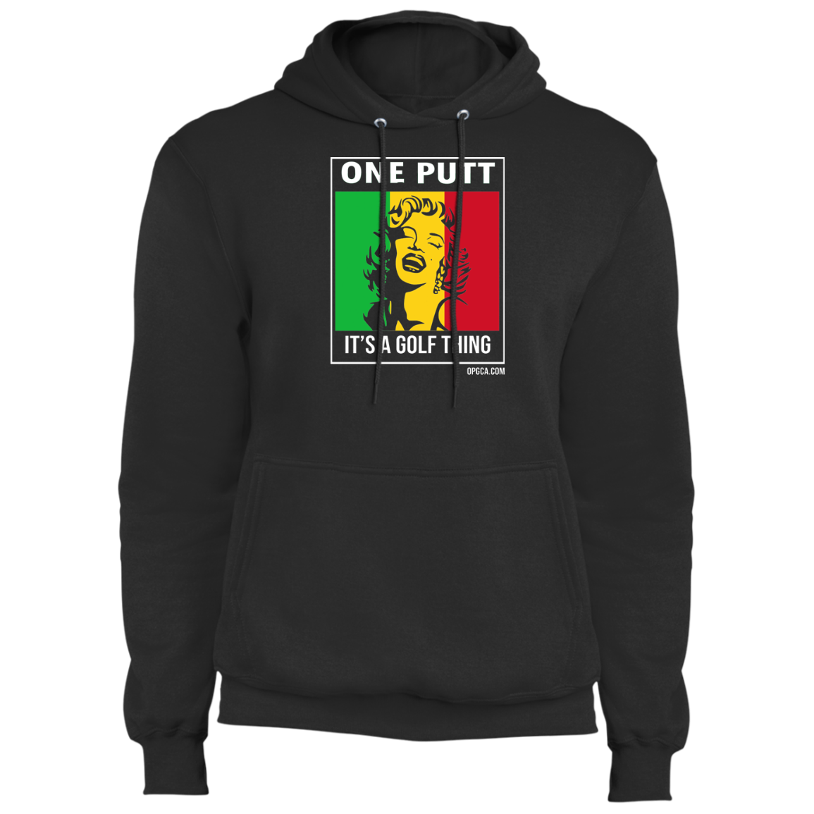 OPG Custom Design #22. One Putt / One Love Parody with Fan Art. Female Edition. Fleece Pullover Hoodie