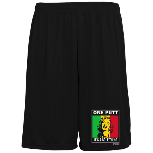 OPG Custom Design #22. One Putt / One Love Parody with Fan Art. Female Edition. 100% Polyester Training Shorts w/Pockets