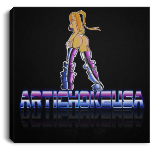 ArtichokeUSA Character and Font design. Let's Create Your Own Team Design Today. Dama de Croma. Square Canvas .75in Frame