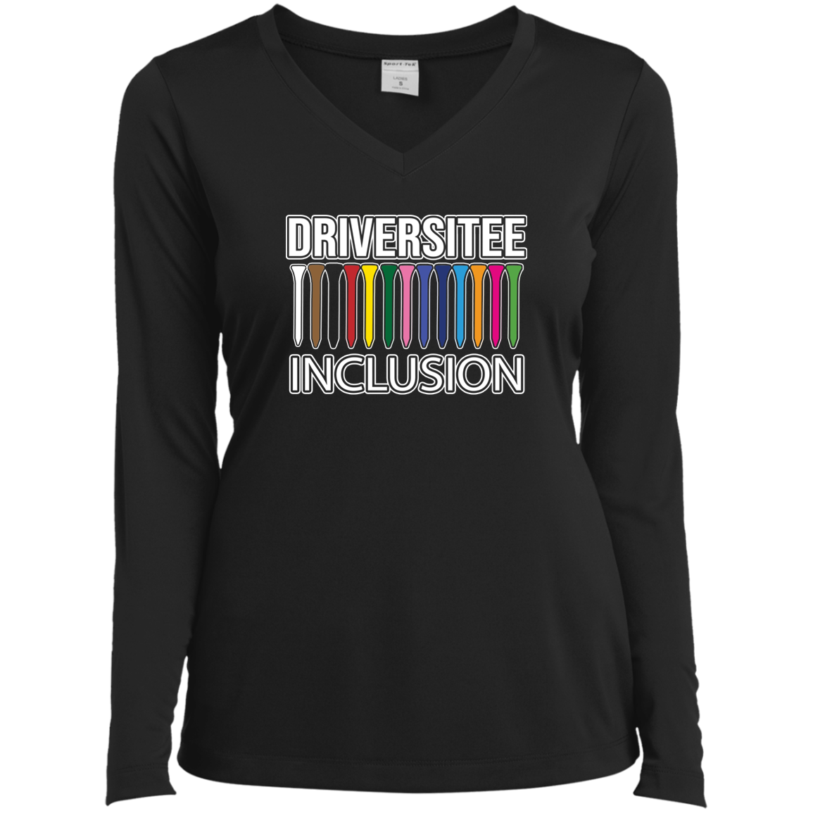 ZZZ#06 OPG Custom Design. DRIVER-SITEE & INCLUSION. Ladies’ 100% Moisture-Wicking Polyester V-Neck Tee