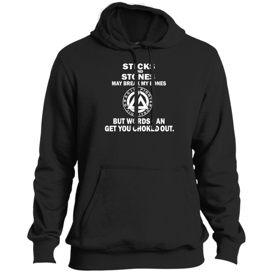 Artichoke Fight Gear Custom Design #16. Sticks And Stones May Break My Bones But Words Can Get You Choked Out. Gracie Fighter. BJJ. Ultra Soft Hoodie