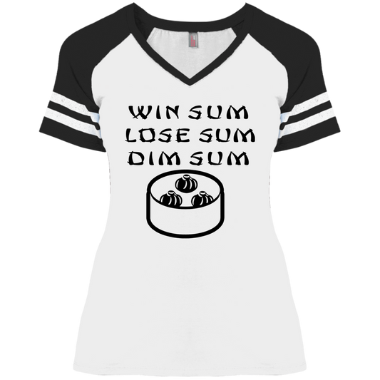 ArtichokeUSA Custom Design. WIN SUM. LOSE SUM. DIM SUM. Ladies' Game V-Neck T-Shirt