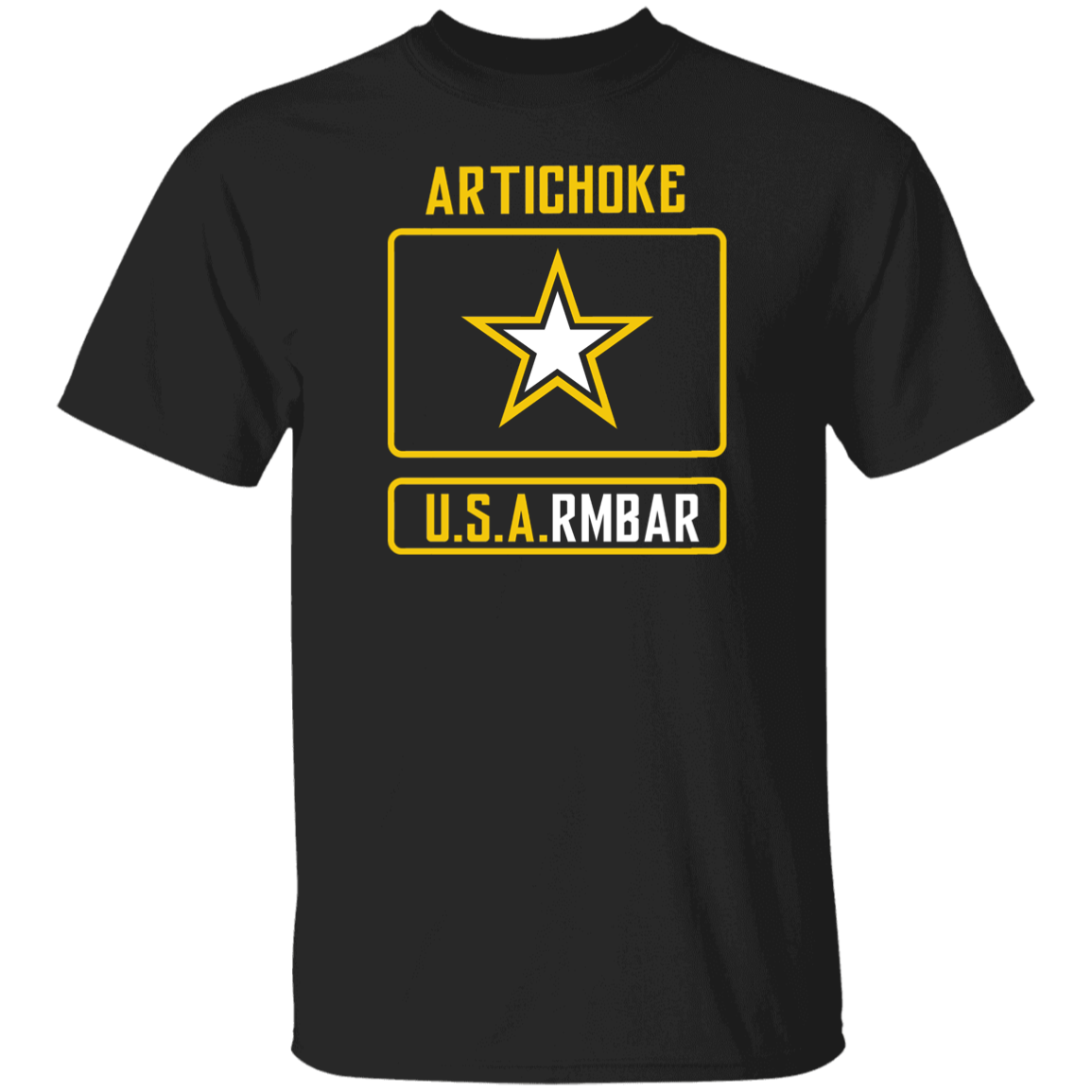 ArtichokeUSA Custom Design #54. Artichoke USArmbar. US Army Parody. Basic 100% Cotton T-Shirt