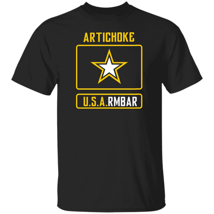 ArtichokeUSA Custom Design #54. Artichoke USArmbar. US Army Parody. Basic 100% Cotton T-Shirt
