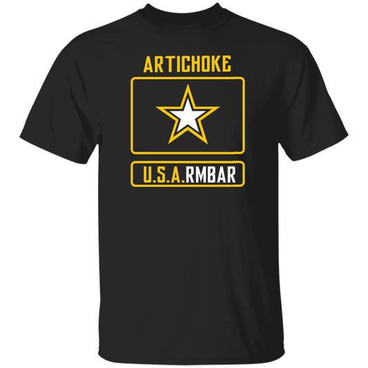 ArtichokeUSA Custom Design #54. Artichoke USArmbar. US Army Parody. Basic 100% Cotton T-Shirt