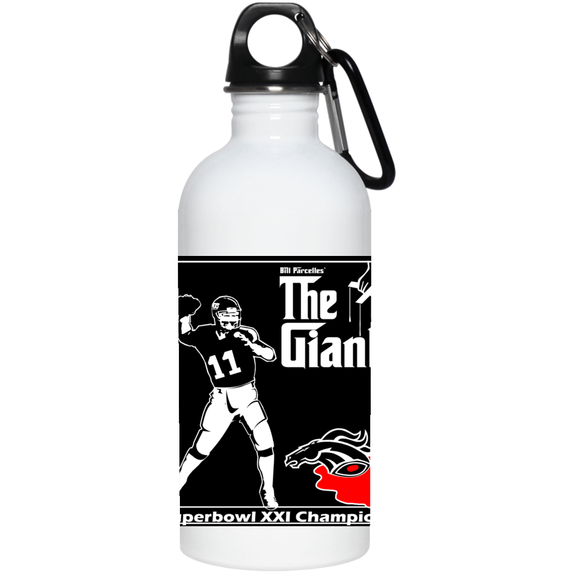 ArtichokeUSA Custom Design. Godfather Simms. NY Giants Superbowl XXI Champions. Fan Art. 20 oz. Stainless Steel Water Bottle