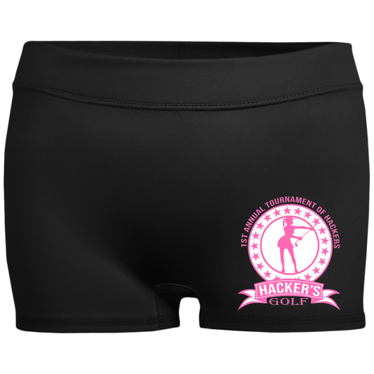 ZZZ#20 OPG Custom Design. 1st Annual Hackers Golf Tournament. Ladies Edition. Ladies' Fitted Moisture-Wicking 2.5 inch Inseam Shorts