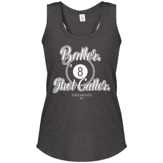 The GHOATS Custom Design #2. Baller. Shot Caller. Ladies' Perfect Tri Racerback Tank