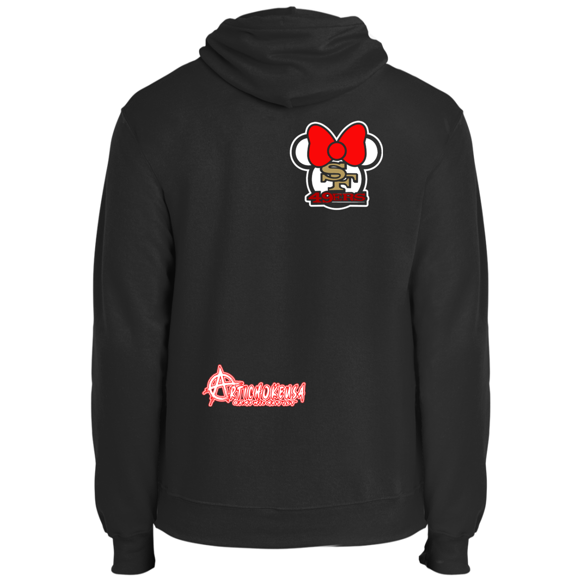 ArtichokeUSA Custom Design #51. These are a few of my favorite things. SF 49ers/Hello Kitty/Mickey Mouse Fan Art. Fleece Pullover Hoodie