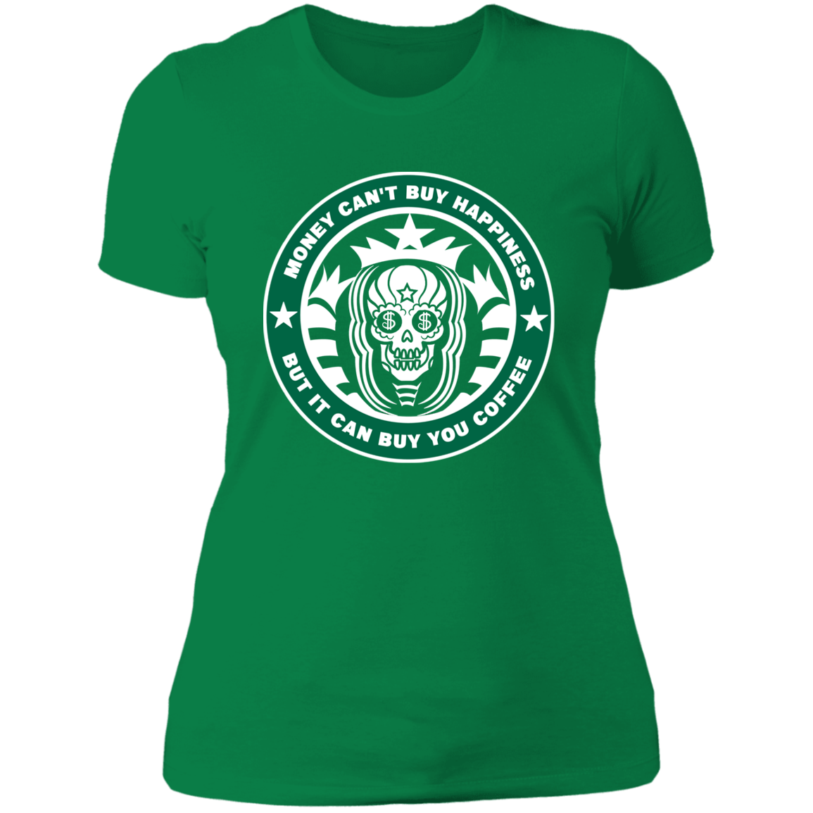 ArtichokeUSA Custom Design. Money Can't Buy Happiness But It Can Buy You Coffee. Ladies' Boyfriend T-Shirt