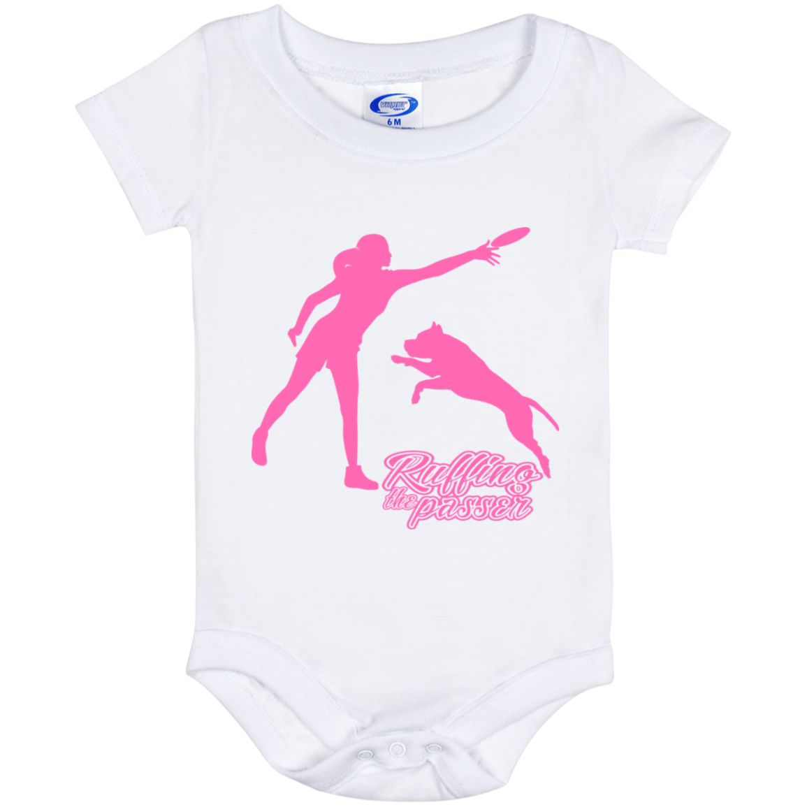 ArtichokeUSA Custom Design. Ruffing the Passer. Pitbull Edition. Female Version. Baby Onesie 6 Month