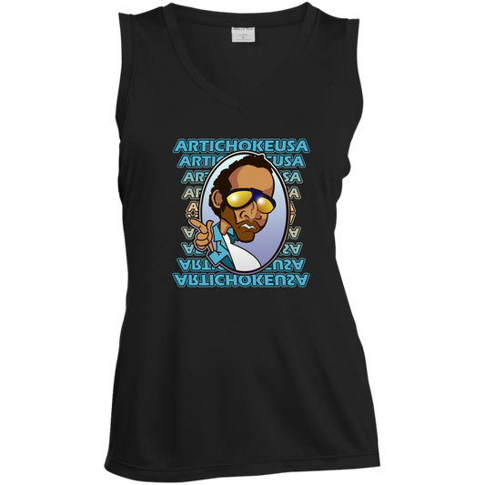 ArtichokeUSA Character and Font design. Let's Create Your Own Team Design Today. My first client Charles. Ladies' Sleeveless V-Neck