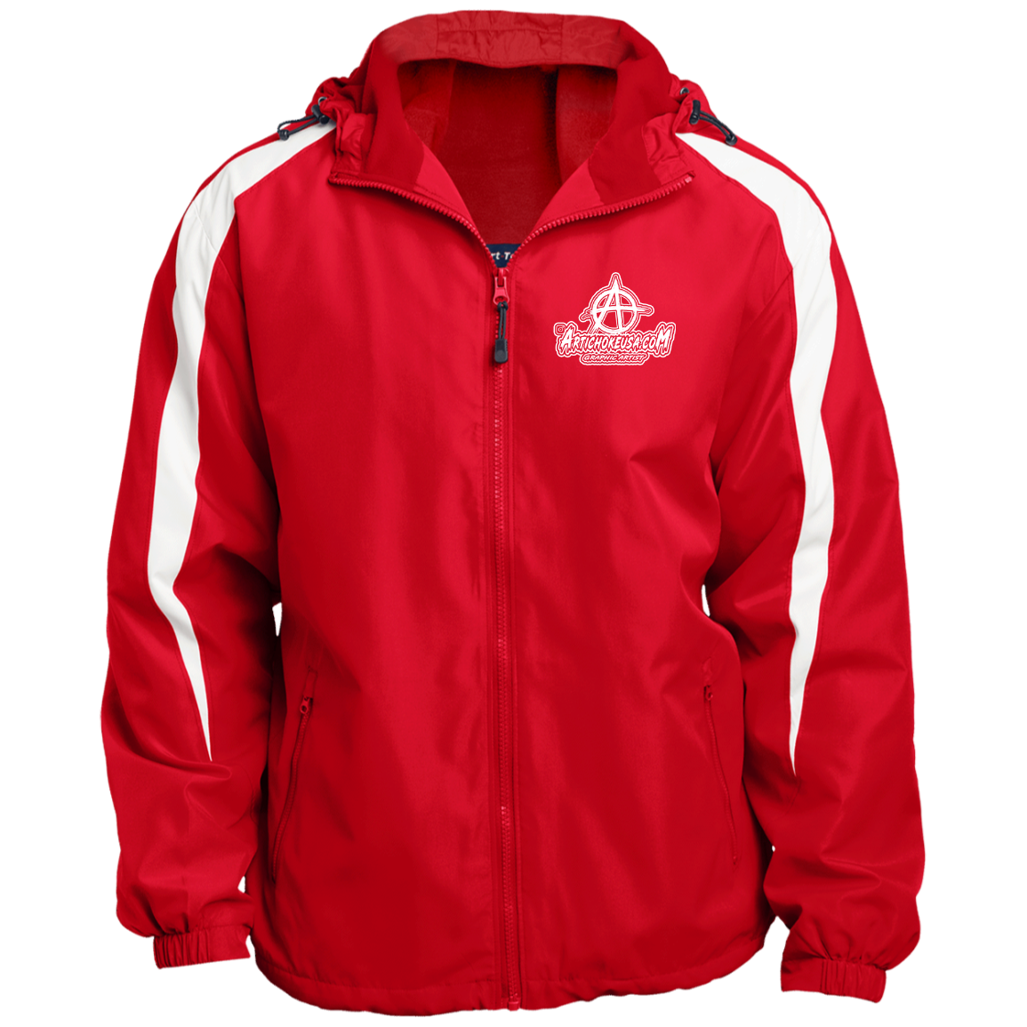 Embroidered Fleece Lined Colorblocked Hooded Jacket